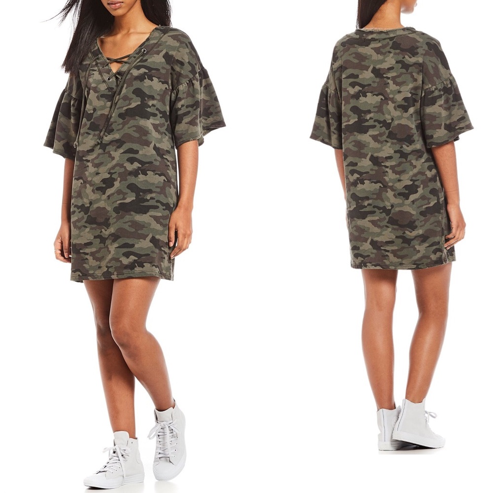 Sanctuary Mariska Camo Sweatshirt Dress